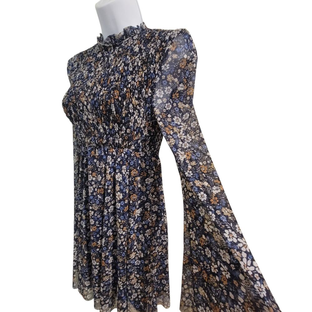 Altar'd State Floral Smocked Dress Small Boho Western Bell Sleeve Cottagecore - Picture 5 of 12